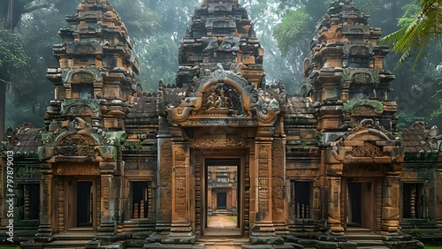 Angkor Archaeological Park in Siem Reap Cambodia features the South gate of Angkor Thom. Concept Travel, Cambodia, Siem Reap, Angkor Archaeological Park, Angkor Thom photo