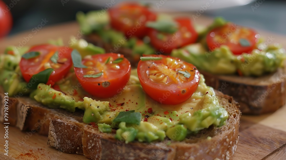 Avocado and cherry tomato open-faced sandwich Avocado and cherry tomato open-faced sandwich