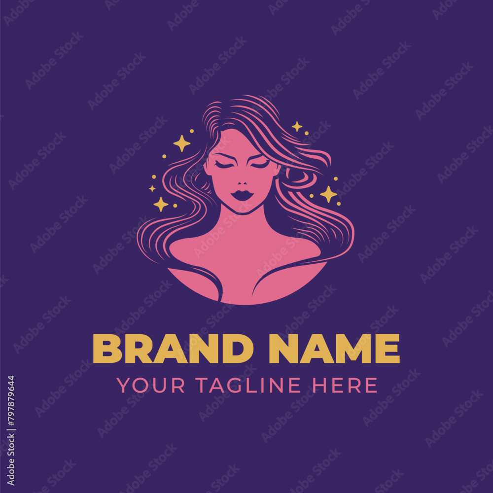 Beautiful women hair beauty fashion logo Beautiful women hair beauty fashion logo