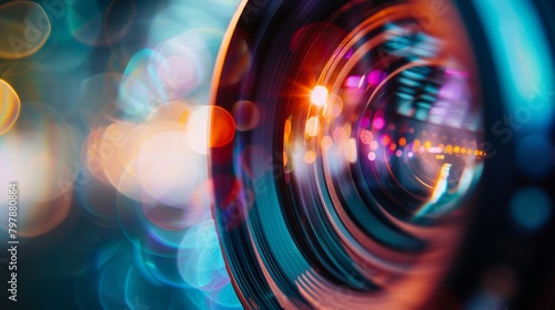 Camera lens creates blurry lines. Close-up photo, high light sensitivity photo