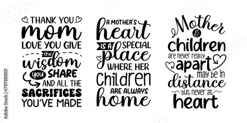 Set of mothers day quotes design. Print ready Mom lettering design for Mugs, T-shirts, Sublimation prints, Greeting cards, Digital media, Home decor and many more.
