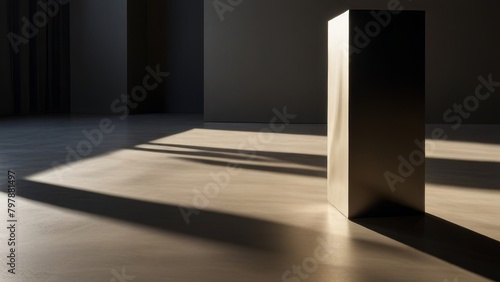 Sunlight Casting Shadows on a Light Brown Floor in a Modern Interior Space