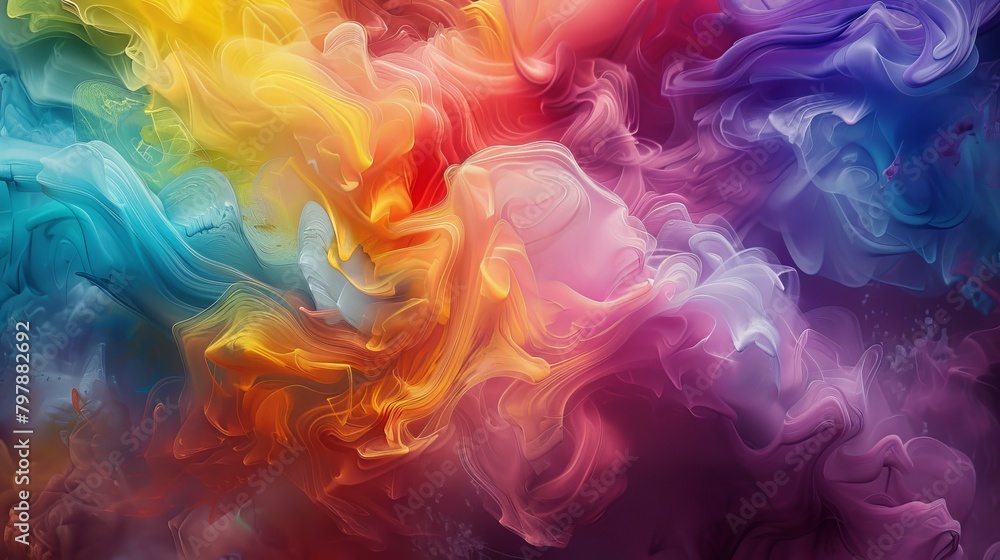 Colorful paints dance gracefully, swirling and blending into each other, creating a stunning visual symphony.
