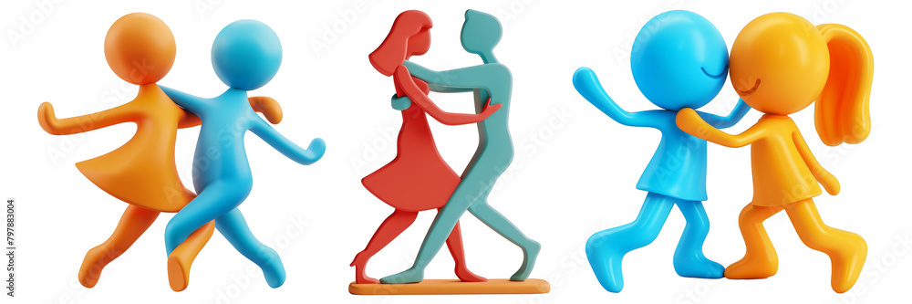 PNG couple dancing 3d icons and objects collection, in cartoon style minimal on transparent, white background, isolate PNG couple dancing 3d icons and objects collection, in cartoon style minimal on transparent, white background, isolate