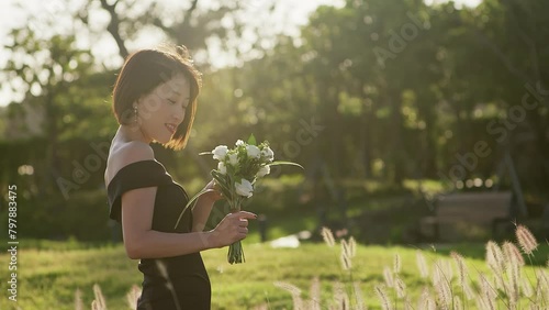 bride, flower, asian, sunset, flower