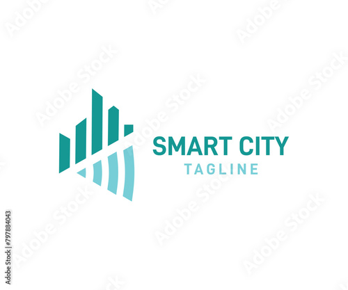 Smart city with internet logo icon design template