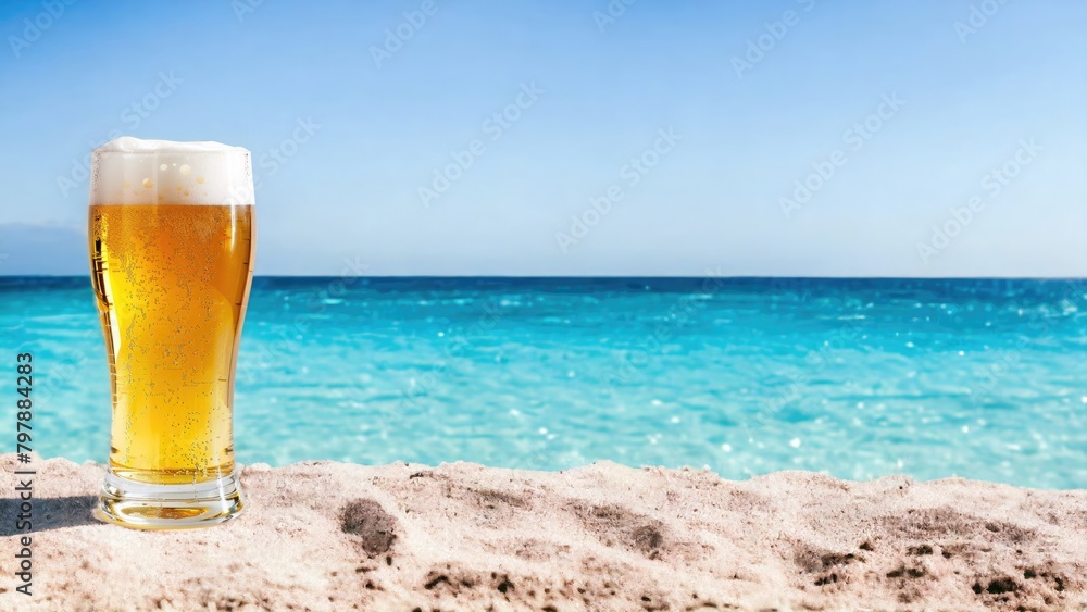 グラスビールとビーチ グラスビールとビーチ