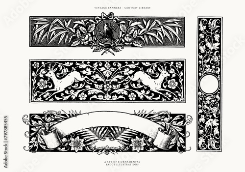 Vintage Isolated Design Asset - Ornamental Line Art Illustrations