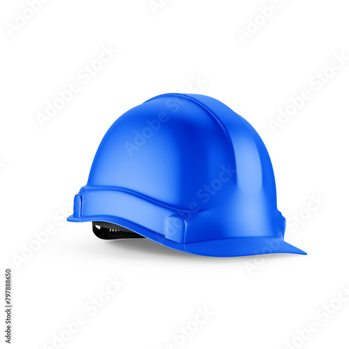 Blue Hard Hat Mockup Isolated on White Background 3D Rendering