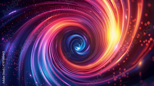 Abstract image of vibrant cosmic neon spiral with central vortex