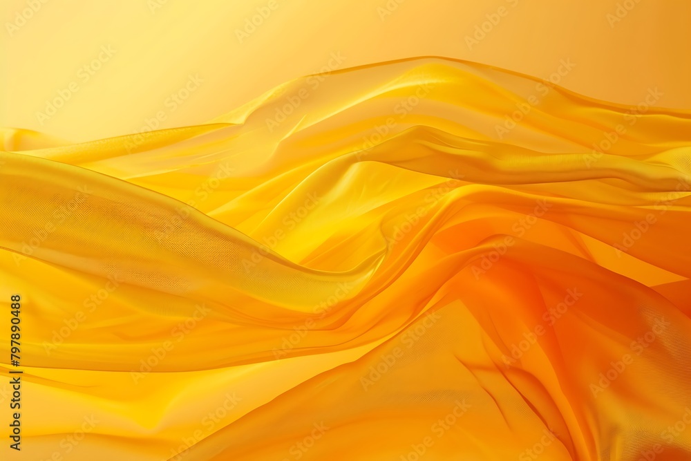 yellow silk background. Yellow cloth fluttering in the wind on a yellow background. Generative Ai yellow silk background. Yellow cloth fluttering in the wind on a yellow background. Generative Ai