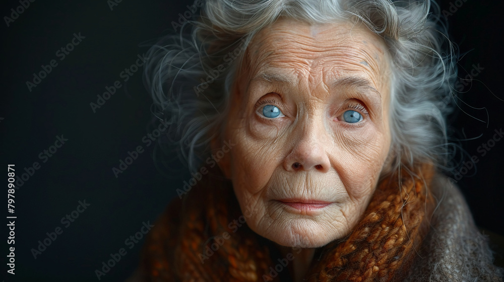 custom made wallpaper toronto digitalProfessional studio photo portrait of a nice pleasant elderly woman, senior, a retiree, with a pronounced emotional expression, widescreen 16:9