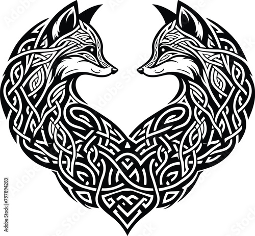 Celtic fox vector illustration, isolated on a white background.