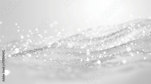 White background with sparkling sparkles and abstract waves