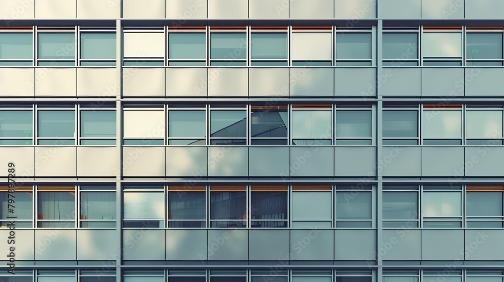 Grid Structure: A vector illustration of a building facade with a grid-like pattern created Grid Structure: A vector illustration of a building facade with a grid-like pattern created