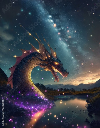 夜空とドラゴン
