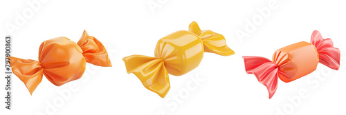 PNG candy wrapper 3d icons and objects collection, in cartoon style minimal on transparent, white background, isolate