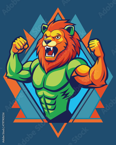 Lion superhero mascot logo. illustration 