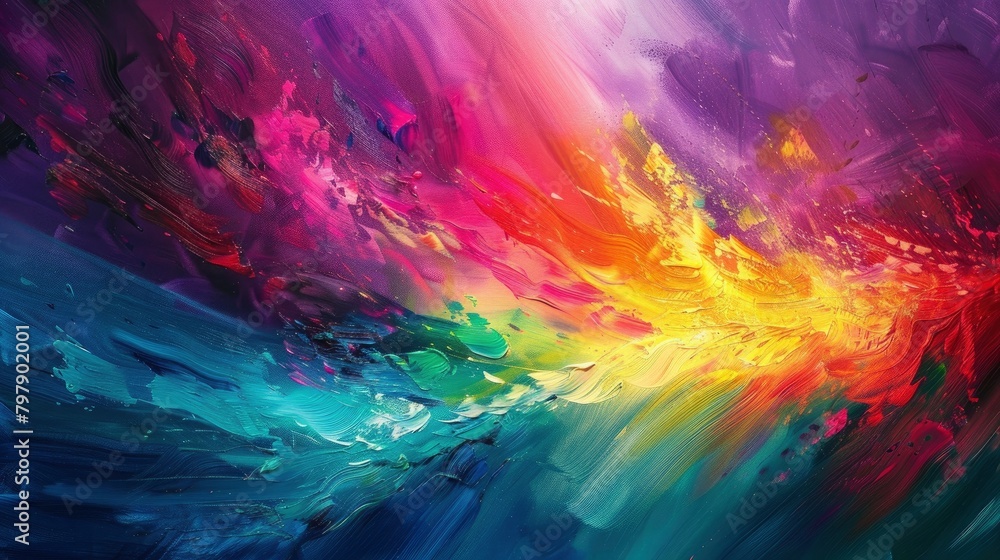Abstract painting resembling an aurora borealis in the style of a fabulous fabric, close up colorful hyper realistic oil on canvas backlit with high resolution high definition and extreme details
