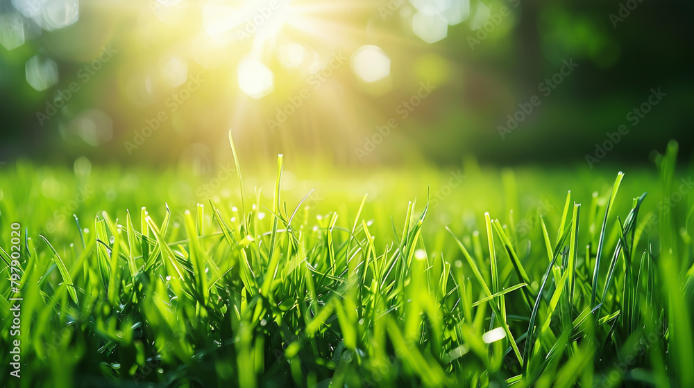 Vivid green grass glistens in the morning sun, offering a backdrop of youthful vibrance