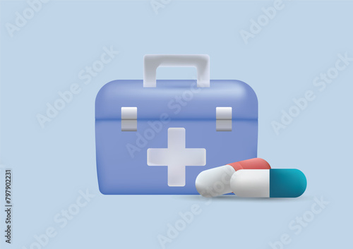 Health medicine box 3d vector icon photo