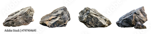 Big rock stones collection isolated on transparent or white background. Architectural and landscape arrangements. 3D rendering