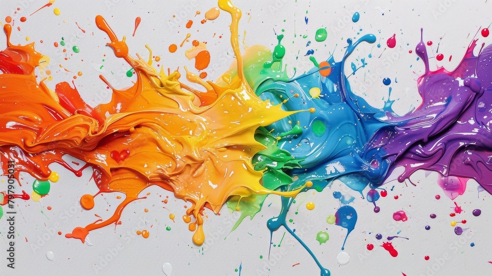 Explosion of vivid paint colors on white background captures dynamic motion