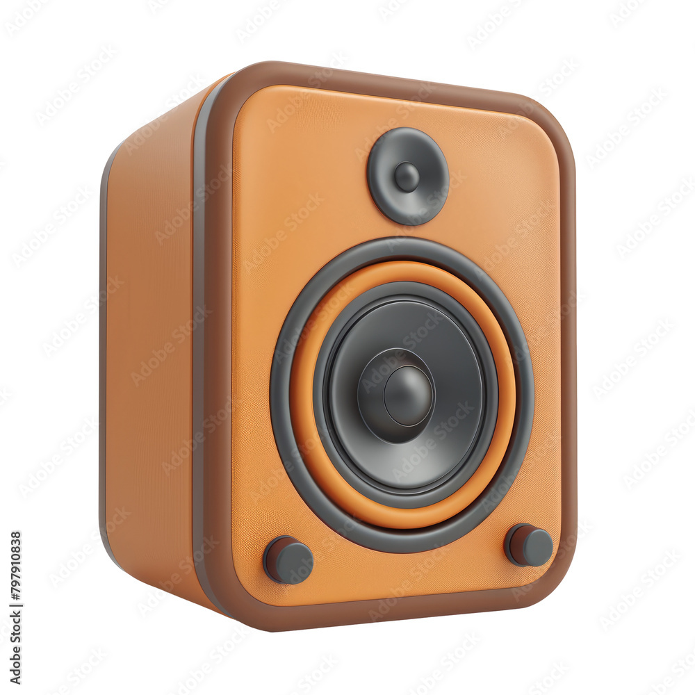 Music speaker 3D render icon isolated on white, transparent background, PNG Music speaker 3D render icon isolated on white, transparent background, PNG