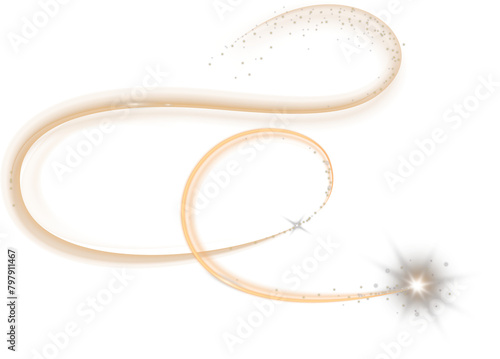 Gold star with magic curve trail