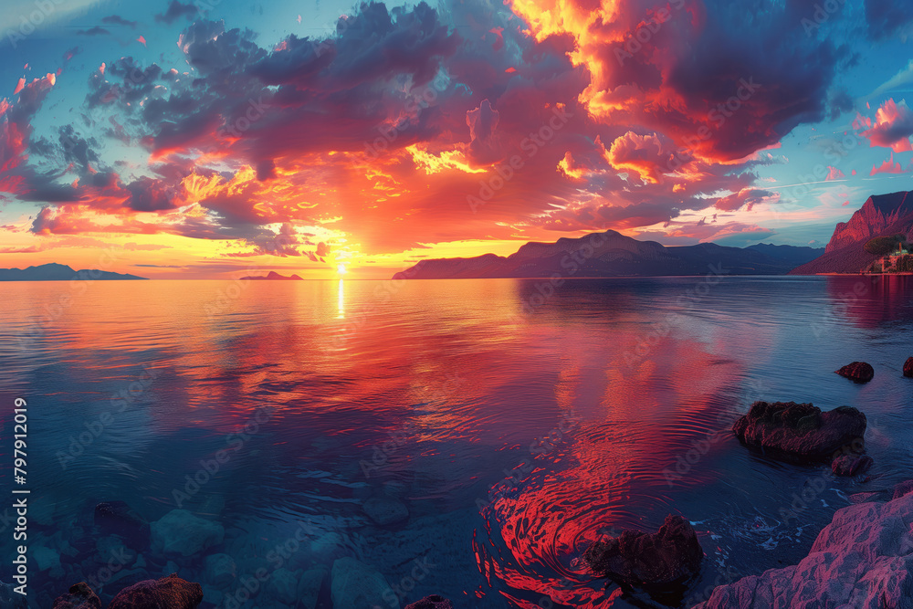 Fototapeta premium Beautiful Sunset, Generative AI