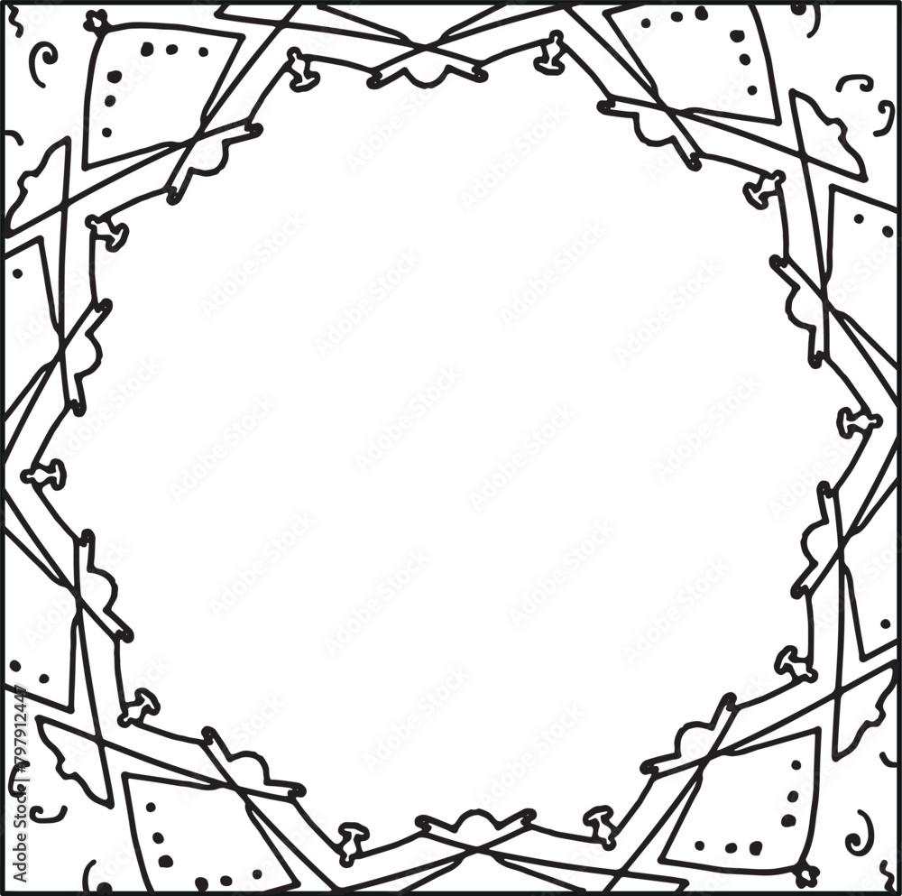 Obraz premium Coloring Book Style Frame Vector Background