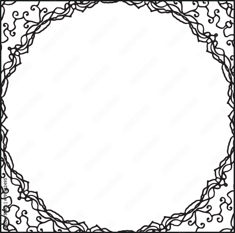 Obraz premium Coloring Page Style Frame Vector Background