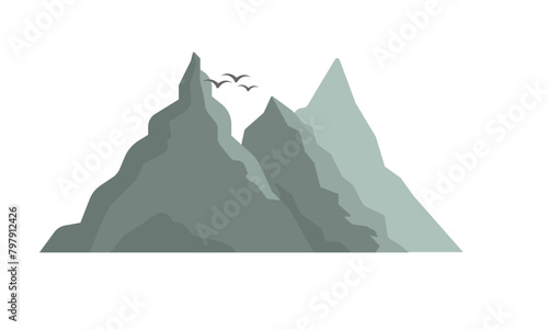 PNG  River waterfall falls from cliff on white background. Picturesque tourist attraction with small waterfall and clear water. Cartoon landscapes with mountains and trees. Vector illustration.