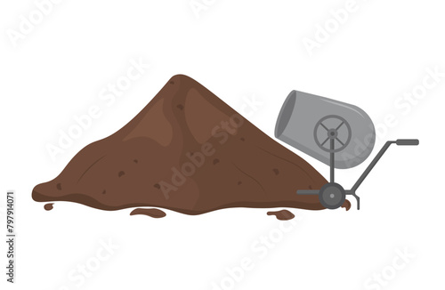 PNG, Set of building material piles (sand, stones, cement, crushed stone, brick, gypsum). Building material piles. Vector illustrations can be used for construction sites, works, industry