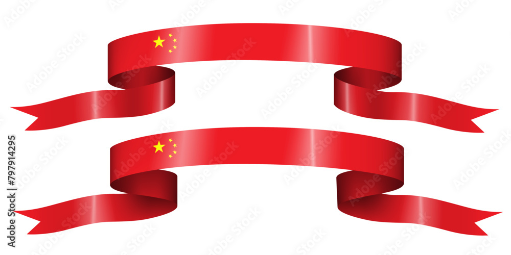 set of flag ribbon with colors of China for independence day celebration decoration set of flag ribbon with colors of China for independence day celebration decoration