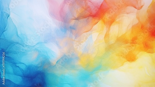 A captivating image showing a colorful wave of abstract smoke creating a motion effect on a light backdrop