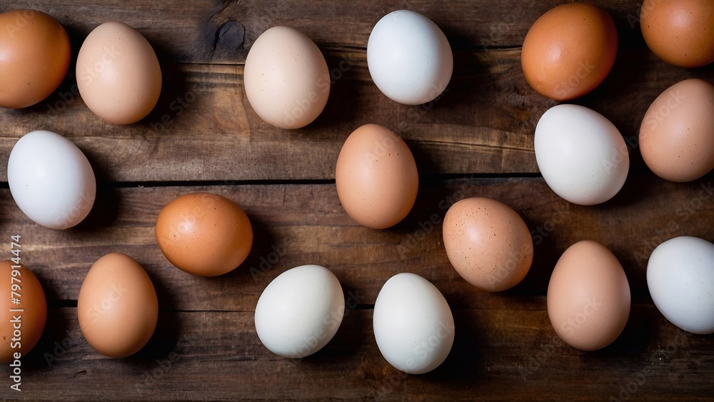 eggs on a wooden table eggs on a wooden table