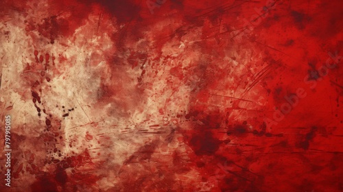 A moody, abstract canvas with a mix of deep reds and whites creating a textured backdrop