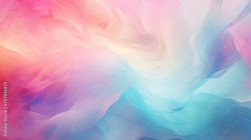 This abstract image showcases a dynamic flow of pink, blue, and white colors, similar to waves or clouds