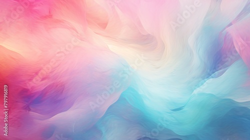 This abstract image showcases a dynamic flow of pink, blue, and white colors, similar to waves or clouds