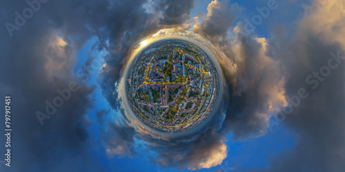 ludwigshafen and mannheim germany city center aerial drone panorama 360° little planet (ID: 797917451)