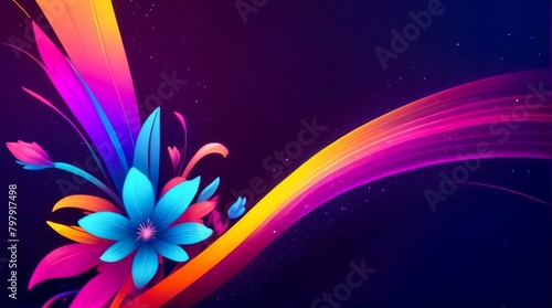 abstract colorful flower  wavy shapes  wallpaper background  glowing