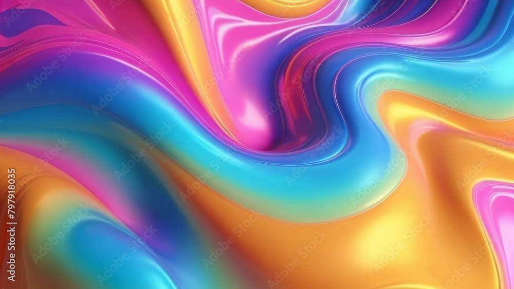 Abstract background of multicolored flowing liquid paint. 3d render illustration.