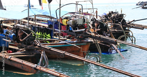 Close Up of engine of longtail boats