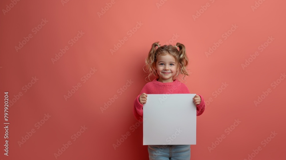 Cute child holding up a blank sign For any announcement, additional words can be added to the blank sign. Cute child holding up a blank sign For any announcement, additional words can be added to the blank sign.