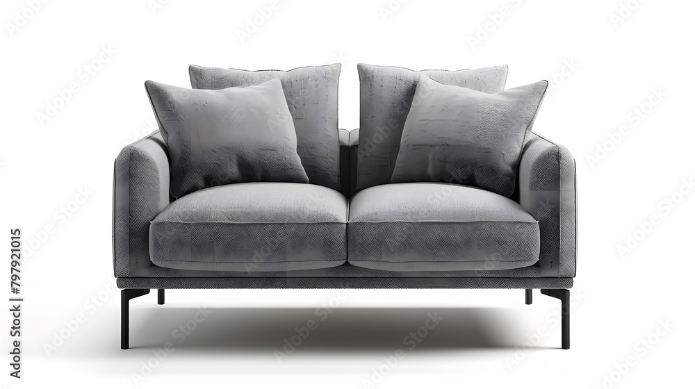 Refined grey loveseat in a Scandinavian setting. expressing multi-functionality and eco-centric design Refined grey loveseat in a Scandinavian setting. expressing multi-functionality and eco-centric design