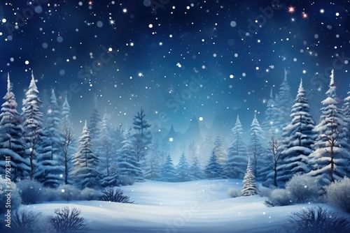 Winter christmas night tree snow landscape. © Rawpixel.com