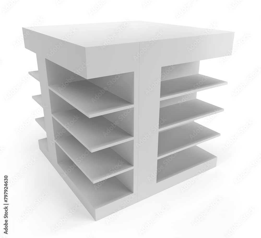 Point Of Sale Display. Supermarket Promotional Display Rack, Empty Product Display. 3D Rendered. Point Of Sale Display. Supermarket Promotional Display Rack, Empty Product Display. 3D Rendered.