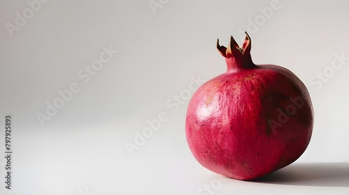 Fresh pomegranate with water droplets on white background. ai generated 