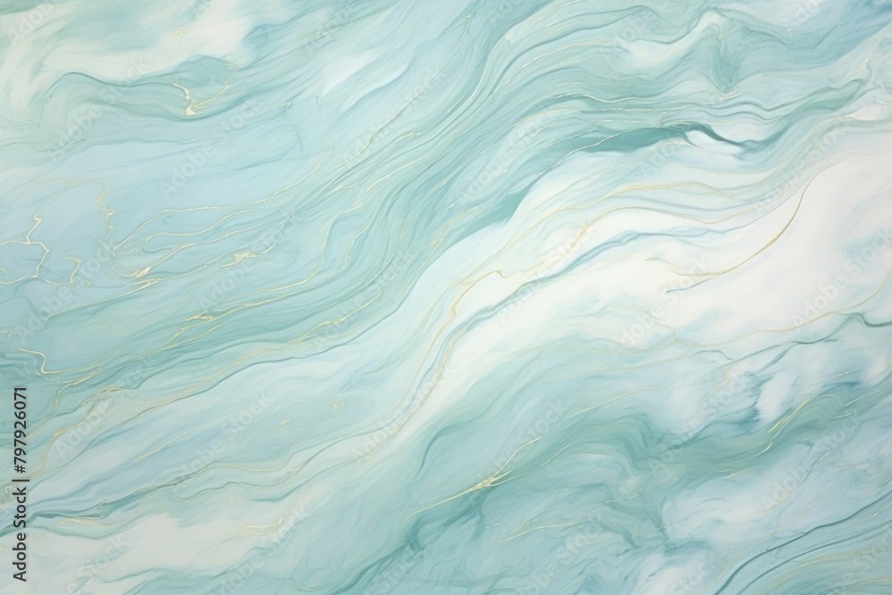 Mint with pastal blue and gold texture marble line.